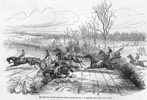 The Newport Pagnell Steeplechase, grawerowane przez Smytha, z „The Illustrated London News”, 28 listopada 1846 autorstwa John Frederick Herring Senior