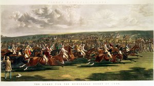 Początek pamiętnego derby z 1844 r., rytowany przez Charlesa Hunta (1803-77) autorstwa John Frederick Herring Senior