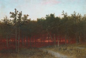 Zmierzch wśród cedrów w Darien w stanie Connecticut autorstwa John Frederick Kensett