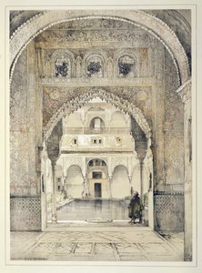 Drzwi Sali Ambasadorów, z „Sketches and Drawings of the Alhambra”, grawerowane przez Williama Gauciego (fl.1825-54), 1835 autorstwa John Frederick Lewis