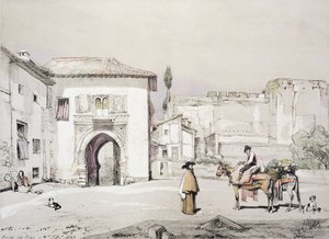 Brama Winorośli (Puerta del Vino), z „Szkiców i rysunków Alhambry”, rytowana przez Jamesa Duffielda Hardinga (1798-1863), 1833 autorstwa John Frederick Lewis