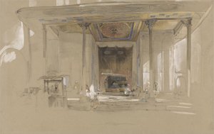 Główne wejście do Wielkiego Meczetu (Ulucami) Bursa, Turcja, ok. 1840 (wc i kolor nadwozia na grafitowym papierze tkanym) autorstwa John Frederick Lewis