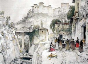 Część Alhambry z Alameda del Darro, ze „Szkiców i rysunków Alhambry” autorstwa John Frederick Lewis
