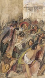 Study for the Proclamation of Don Carlos, ok. 1834-28 (w/c i kolor ciała na kredzie i ołówku na papierze) autorstwa John Frederick Lewis