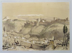 Alhambra z Albay, z „Sketches and Drawings of the Alhambra”, grawerowana przez Jamesa Duffielda Hardinga (1798-1863), 1835 autorstwa John Frederick Lewis