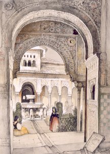 Fontanna Lwów, z Sali Abencerrajes, ze „Szkiców i rysunków Alhambry”, grawerowanych przez Williama Gauciego (fl.1825-54) autorstwa John Frederick Lewis
