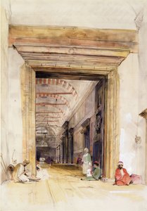 Wielkie Wejście do Meczetu Santa Sophia, Konstantynopol (wc nad ołówkiem podkreślone kolorem nadwozia) autorstwa John Frederick Lewis