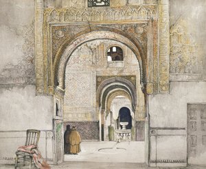 Sala Dwóch Sióstr (Sala de las dos Hermanas), ze „Szkiców i rysunków Alhambry”, grawerowana przez Williama Gauciego (fl.1825-54), 1835 autorstwa John Frederick Lewis