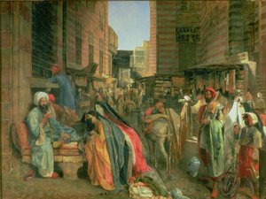 Ulica i Meczet Ghooreyah, Kair (panel) autorstwa John Frederick Lewis