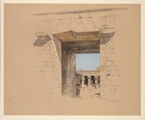 Świątynia Edfu: Drzwi Pylon, 1850. autorstwa John Frederick Lewis