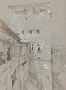 Torre de Comares, Alhambra, 1835 r. autorstwa John Frederick Lewis