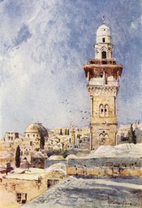 Minaret w północno-zachodnim rogu obszaru świątyni (kolor lito) autorstwa John Fulleylove