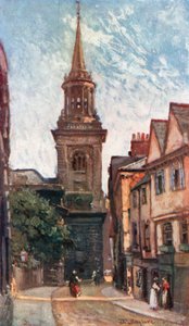 Kościół Wszystkich Świętych, od strony Turl Street (kolorowa litografia) autorstwa John Fulleylove