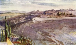 Jerozolima, z tradycyjnego Miejsca na Górze Oliwnej, gdzie Chrystus płakał nad Miastem autorstwa John Fulleylove