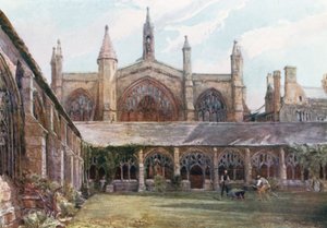 The Cloisters, New College (kolorowa litografia)