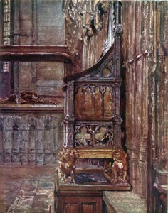 Fotel koronacyjny zawierający kamień, na którym koronowano szkockich królów (kolorowa litografia) autorstwa John Fulleylove