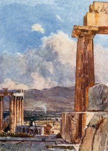 Portyk wschodni Erechtejon widziany z północnego perystylu Partenonu autorstwa John Fulleylove