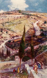 Północno-wschodni kraniec Jerozolimy i Mispa z Góry Oliwnej, 1902. autorstwa John Fulleylove