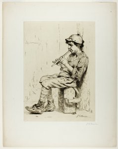 Chłopiec grający na flecie autorstwa John George Brown