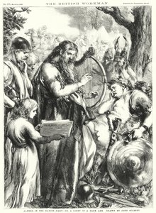 Alfred w obozie duńskim; lub Światło w Ciemnym Wieku (rycina) autorstwa John Gilbert