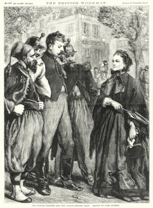 Francuscy żołnierze i „Mała Angielska Dama” (rycina) autorstwa John Gilbert