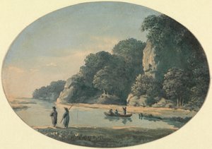 Rzeka z rybakami autorstwa John Glover