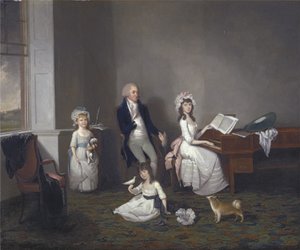 John Richard Comyns z Hylands Essex, z córkami, 1775