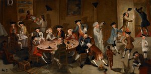 Kapitanowie morscy bawiący się w Surinamie, ok. 1752-58 (olej na obiciu łóżka) autorstwa John Greenwood