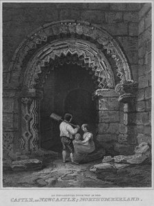 Zdobiona brama w zamku, w Newcastle, Northumberland, 1814 autorstwa John Greig
