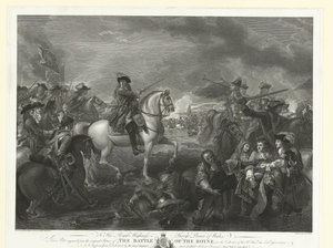 Król Wilhelm III w bitwie pod Boyne, 1690 Bitwa pod Boyne (tytuł na obiekcie) autorstwa John Hall