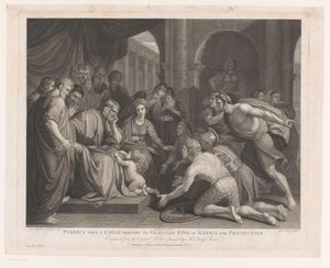 Pyrrus przywieziony do króla Glauciasa jako dziecko dla ochrony Pyrrus, gdy dziecko przyniosło Glauciasowi króla Ilirii dla ochrony (tytuł na przedmiocie) Główne obrazy Anglii (tytuł serii) Większość malowideł kapitału w Anglii (seria tit