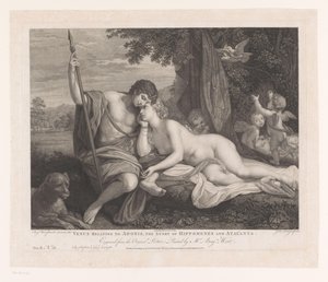 Wenus opowiada Adonisowi historię Hippomenesa i Atalanta Wenus nawiązująca do Adonisa, Historia Hippomenesa i Atalanta (tytuł na obiekcie) Główne obrazy Anglii (tytuł serii) The Most Capital Paintings in England (tytuł serii)