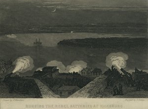 Uruchamianie baterii rebelianckich w Vicksburgu, ok. 1863 r. autorstwa John Hamilton