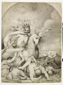 Śmierć na bladym koniu, ok. 1775 (pióro i czarny tusz na tkanym papierze) autorstwa John Hamilton Mortimer