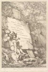 Frontyspis Piętnaście rycin poświęconych Sir Joshua Reynolds, 1778. autorstwa John Hamilton Mortimer