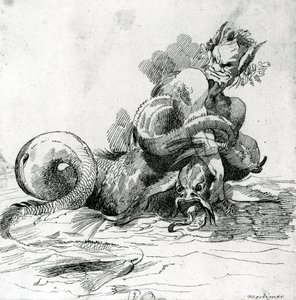 Ilustracja przedstawiająca potwora morskiego, XVIII w.