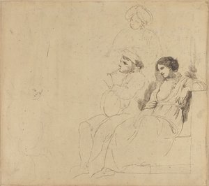 Studium dla „Rustykalnych tancerzy” autorstwa John Hamilton Mortimer