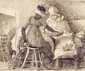 Gra w tryktrak, 19 stycznia 1809 (pióro i atrament na papierze) autorstwa John Harden