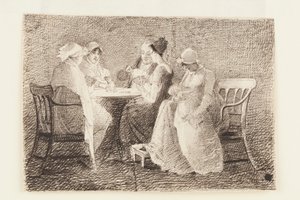 Gra w karty (pióro i atrament na papierze)