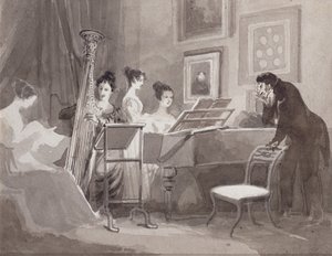 Muzyczny wieczór (tusz na papierze) autorstwa John Harden