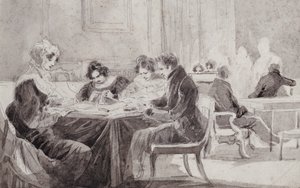 Wieczór w domu (pióro i atrament na papierze) autorstwa John Harden
