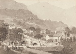 Brathay Bridge & Old Brathay, Lake District, Cumbria, 1820 (wc na papierze) autorstwa John Harden