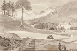 Pole Brathay, Lake District, Cumbria, 1819 (wc na papierze) autorstwa John Harden