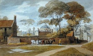 Calton Hill, Edynburg - The Register House (akwarela na papierze) autorstwa John Harden