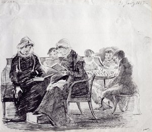 Koncentracja, 1815 (pióro i atrament na papierze) autorstwa John Harden