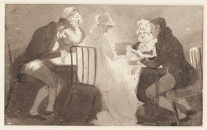 Grupa przy stole, 1806 (wc na papierze) autorstwa John Harden