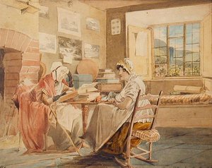 Wnętrze, Sala Brathay (akwarela na papierze) autorstwa John Harden