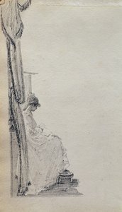 Czytanie przy oknie (pióro i atrament na papierze) autorstwa John Harden