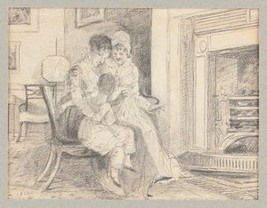 Trzy przy ogniu, z Johnem W w wieku 3 lat, 1812 autorstwa John Harden