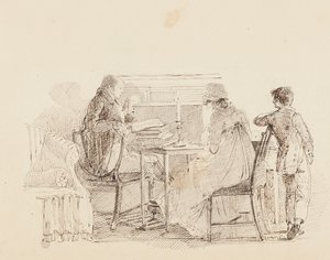 Trzy osoby przy kominku, 1805 autorstwa John Harden